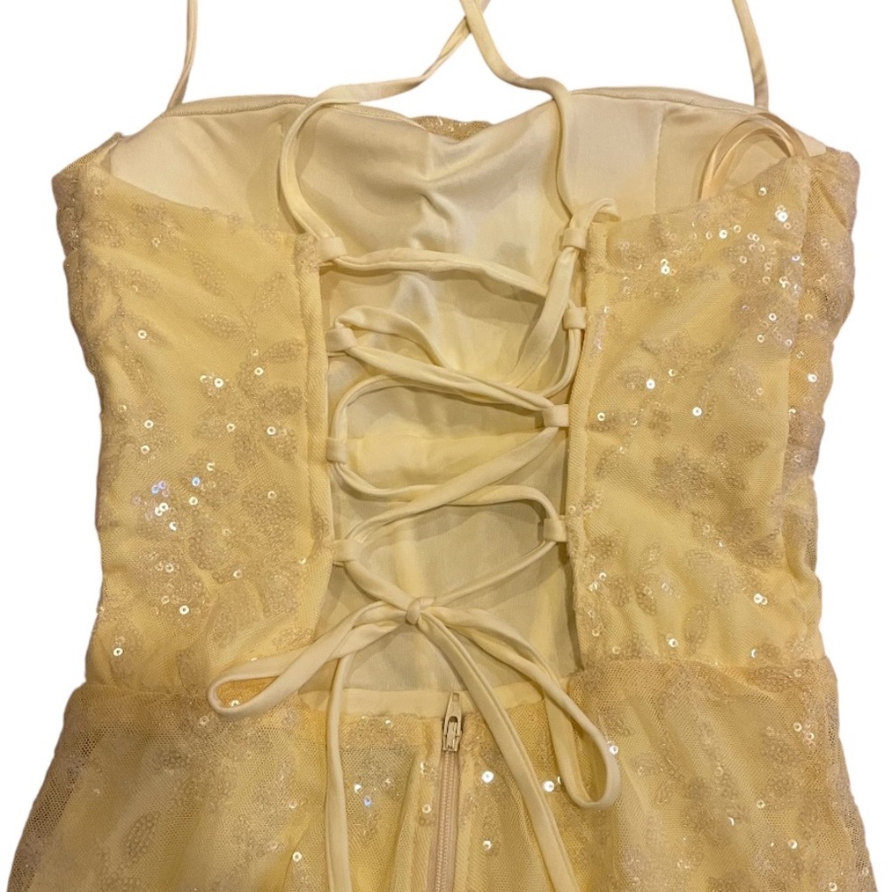Windsor Pale Yellow Sequin Mini Dress - Picture 5 of 6